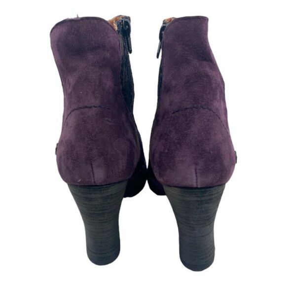 GOLD BUTTON Women's Purple Eggplant Moka Floral Retro Side Zip Booties EU 41 - Picture 6 of 13